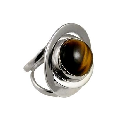 Кольцо из серебра 925 пробы с тигровым глазом (14,5)