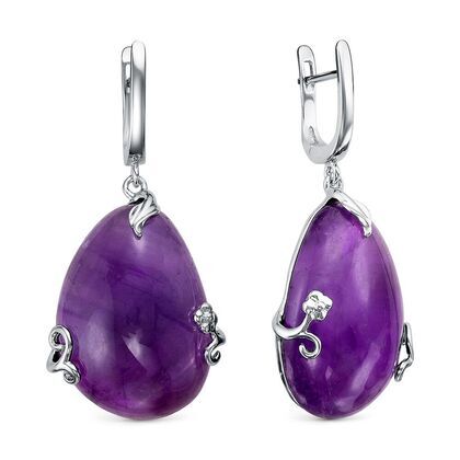 Серьги из серебра 925 пробы с аметистами