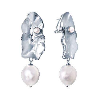 Серьги из серебра 925 пробы с культивированным жемчугом
