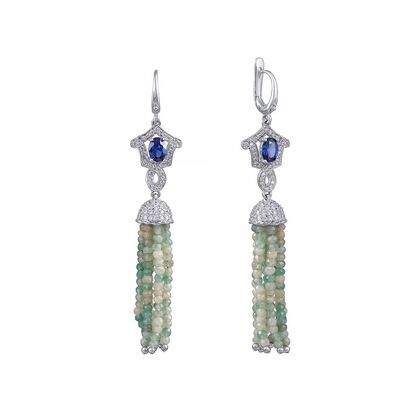 Серьги из серебра 925 пробы с агатом и фианитами