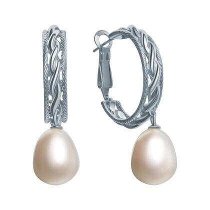 Серьги из серебра 925 пробы с культивированным жемчугом