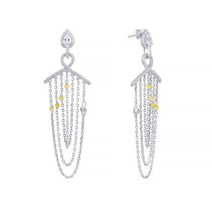 Серьги из серебра 925 пробы с агатом и фианитами