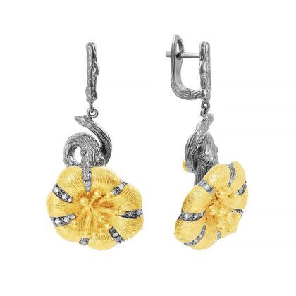 Серьги из серебра 925 пробы с топазами