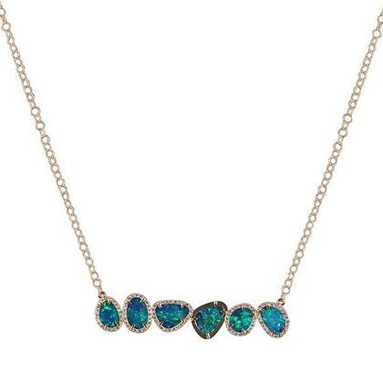 Колье из золота 585 пробы с опалами и бриллиантами