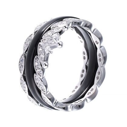 Кольцо из серебра 925 пробы с керамикой и фианитами (17)