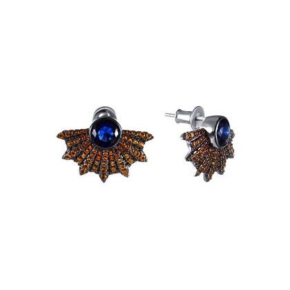 Серьги из серебра 925 пробы с фианитами и ювелирным стеклом