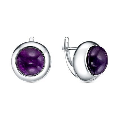 Серьги из серебра 925 пробы с аметистами
