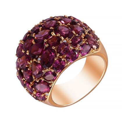 Кольцо из золота 585 пробы с родолитами и бриллиантами (17)