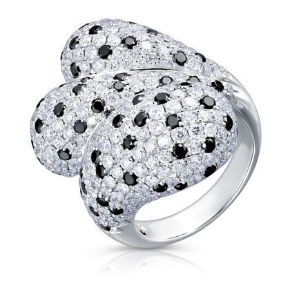 Кольцо из белого золота 750 пробы с бриллиантами облагороженными (17,5)