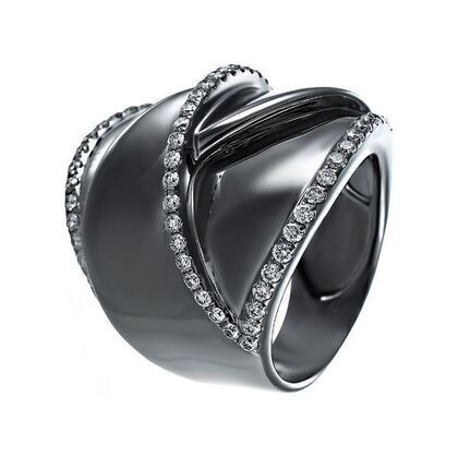 Кольцо из черного золота 750 пробы с бриллиантами