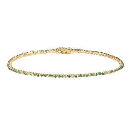 Браслет из золота 585 пробы с бриллиантами и цаворитами (17,5)