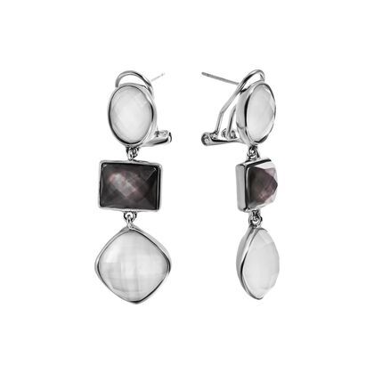 Серьги из серебра 925 пробы с дублет стекло /перл