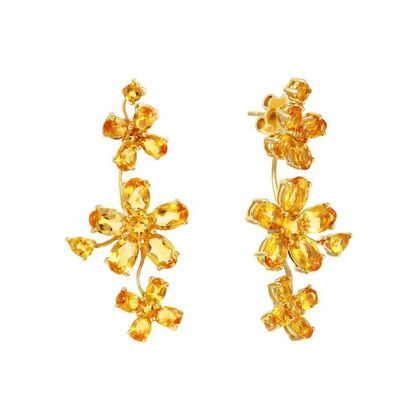 Серьги из золота 585 пробы с цитринами