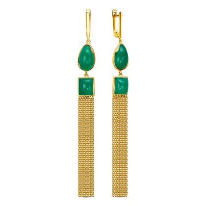 Серьги из серебра 925 пробы с агатом и фианитами