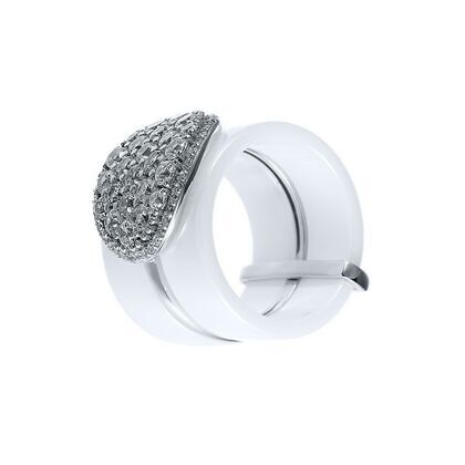 Кольцо из серебра 925 пробы с керамикой и фианитами (16,5)