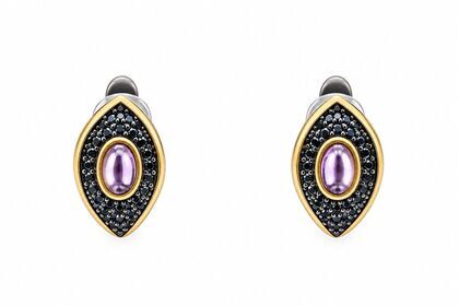 Серьги из серебра 925 пробы с аметистами и шпинелью