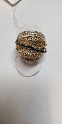 Кольцо из розового золота 750 пробы и белого золота 750 пробы с бриллиантами облагороженными (18,5)