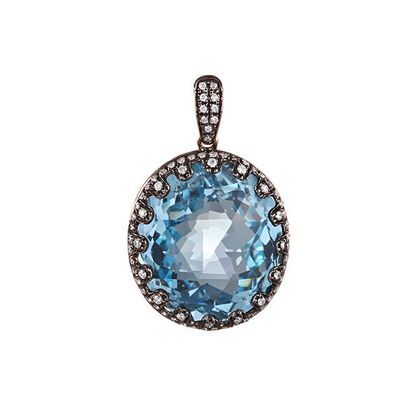 Подвеска из черного золота 585 пробы с бриллиантами и топазом