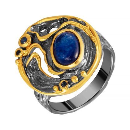 Кольцо из серебра 925 пробы с корундами и сапфирами (17)