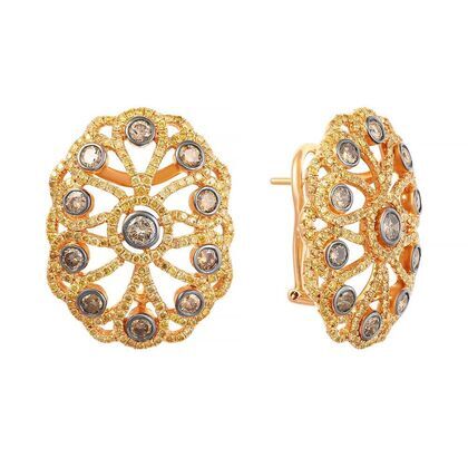 Серьги из розового золота 750 пробы с бриллиантами