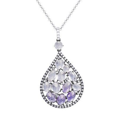 Колье из черного золота 585 пробы и белого золота 585 пробы с аметистами и бриллиантами