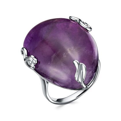 Кольцо из серебра 925 пробы с аметистами (17,5)