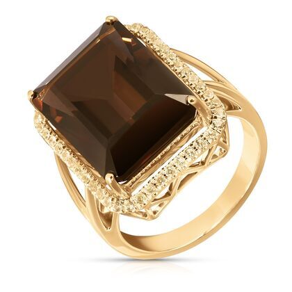 Кольцо из золота 585 пробы с сапфирами и раухтопазом (17)