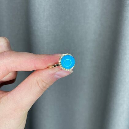 Кольцо из золота 585 пробы с бирюзой и сапфирами (17,5)