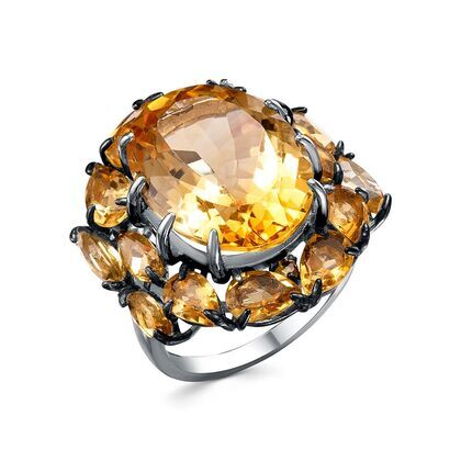 Кольцо из серебра 925 пробы с цитринами (18)
