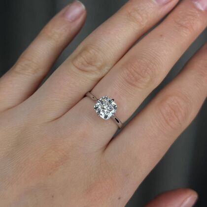 Кольцо из белого золота 585 пробы с бриллиант выращенный (17,25)