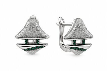 Серьги из серебра 925 пробы с шпинелью синтетической