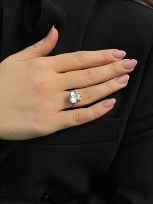 Кольцо из белого золота 585 пробы с бриллиантами и топазом (17)