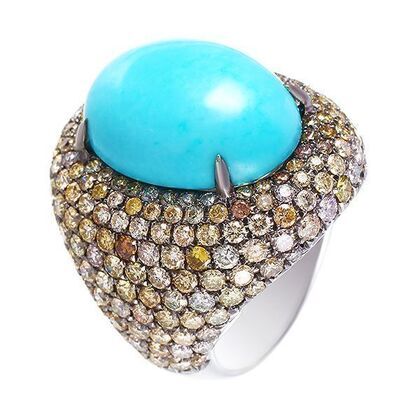 Кольцо из белого золота 750 пробы с магнезитом и бриллиантами (17,75)