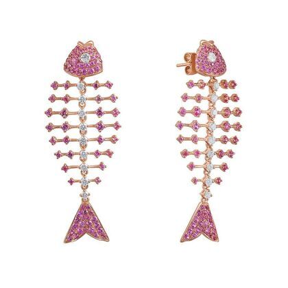 Серьги из розового золота 585 пробы с бриллиантами и сапфирами