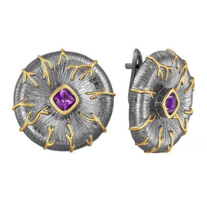 Серьги из серебра 925 пробы с аметистами