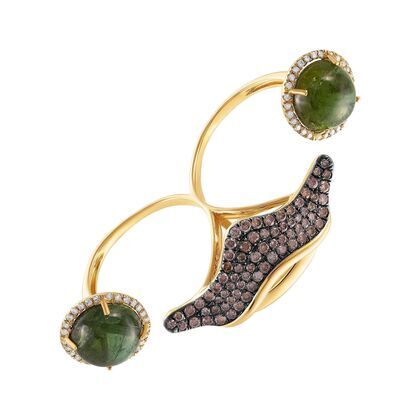 Кольцо из золота 585 пробы с турмалинами и бриллиантами