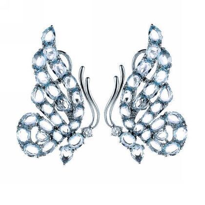 Серьги из белого золота 585 пробы с бриллиантами и топазами