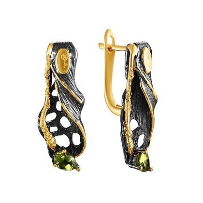 Серьги из серебра 925 пробы с перидотами