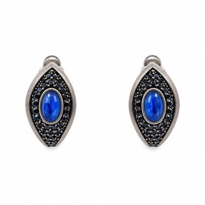 Серьги из серебра 925 пробы с кианитами и шпинелью
