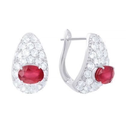 Серьги из серебра 925 пробы с корундами и топазами