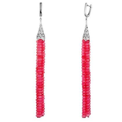 Серьги из серебра 925 пробы с агатом и фианитами