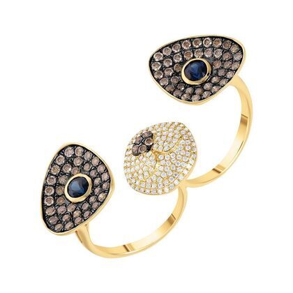 Кольцо из золота 585 пробы с бриллиантами и сапфирами