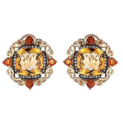 Серьги из золота 585 пробы с бриллиантами и цитринами
