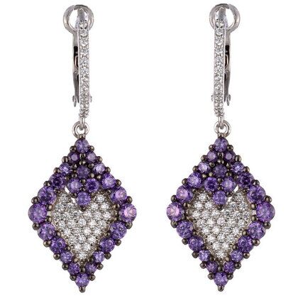 Серьги из серебра 925 пробы с фианитами