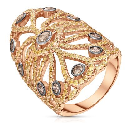 Кольцо из розового золота 750 пробы с бриллиантами (17,25)