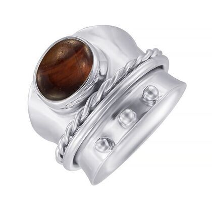 Кольцо из серебра 925 пробы с тигровым глазом (18,5)