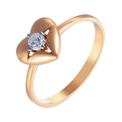 Кольцо из розового золота 585 пробы с бриллиантом (17,5)