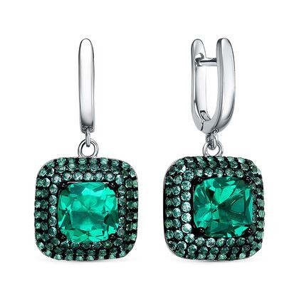Серьги из серебра 925 пробы с ювелирным стеклом и фианитами