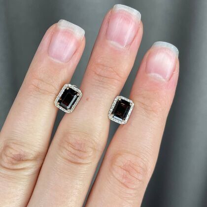 Серьги из розового золота 585 пробы с раухтопазами и бриллиантами