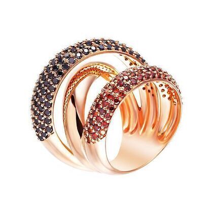 Кольцо из розового золота 585 пробы с бриллиантами и бриллиантами облагороженными (17,5)